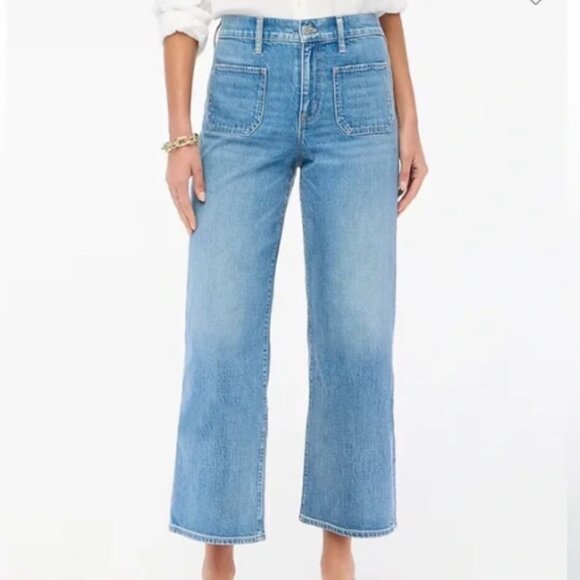 J Crew WIDE LEG CROP PATCH POCKET JEANS Size 31, EUC - Picture 3 of 8